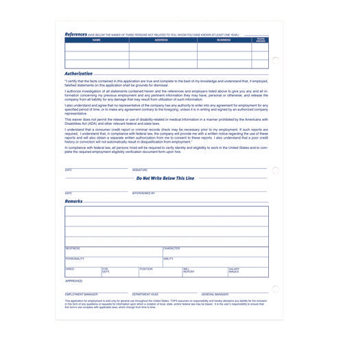 Image of Adams® Employment Applications, One-Part (No Copies), 11 x 8.38, 50 Forms/Pad, 2 Pads/Pack