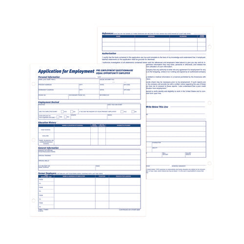 Image of Adams® Employment Applications, One-Part (No Copies), 11 x 8.38, 50 Forms/Pad, 2 Pads/Pack