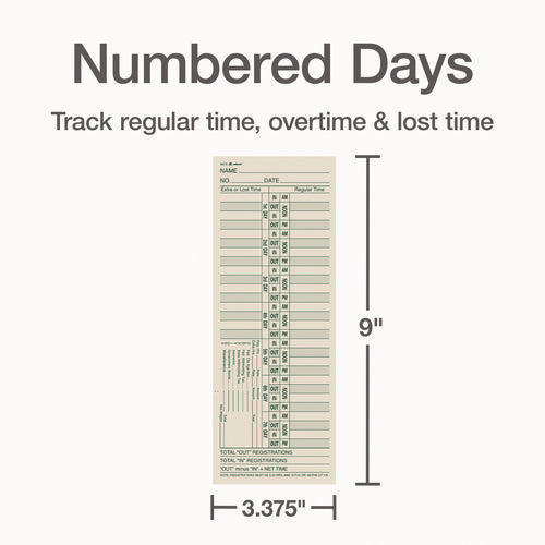 Image of Adams® Time Cards for Acroprint, Amano and Lathem Time Clocks, Two Sides, Bi-Weekly, 3.38" x 9", 200/Pack