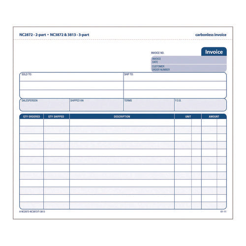 Image of Adams® Multipart General-Purpose Invoice Forms, Two-Part Carbonless, 8.5 x 6.94, 50 Forms Total