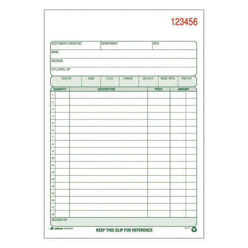Image of Adams® Multipart General-Purpose Sales Pad, Two-Part Carbonless, 5.56 x 7.94, 50 Forms Total
