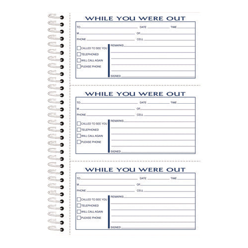 Image of Adams® While You Were Out Messages Book, Two-Part Carbonless, 5 x 2.83, 3 Forms/Sheet, 300 Forms Total