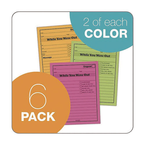 Image of Adams® While You Were Out Memo Pad, One-Part (No Copies), 4.25 x 5.5, 50 Forms/Pad, 6 Pads/Pack