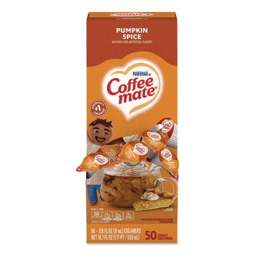 Image of Coffee mate® Liquid Coffee Creamer, Pumpkin Spice, 0.38 Oz Mini Cups, 50/box