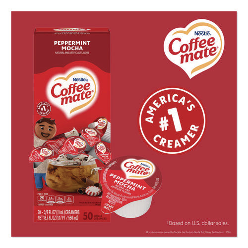 Image of Coffee mate® Liquid Coffee Creamer, Peppermint Mocha, 0.38 Oz Mini Cups, 50/box