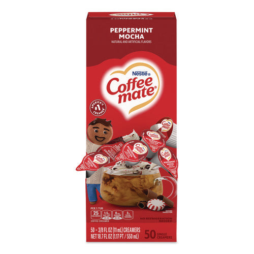 Image of Coffee mate® Liquid Coffee Creamer, Peppermint Mocha, 0.38 Oz Mini Cups, 50/box