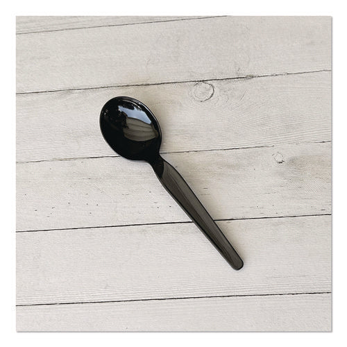 Image of Boardwalk® Heavyweight Polypropylene Cutlery, Soup Spoon, Plastic, Black, 1,000/Carton