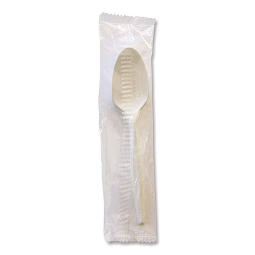 Image of Boardwalk® Heavyweight Wrapped Polystyrene Cutlery, Spoon, Plastic, White, 1,000/Carton