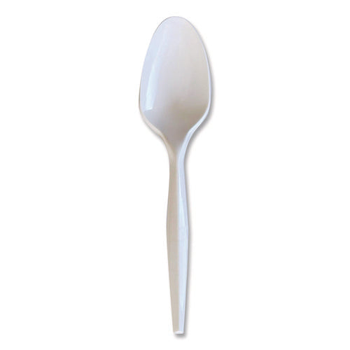 Image of Boardwalk® Heavyweight Wrapped Polystyrene Cutlery, Spoon, Plastic, White, 1,000/Carton
