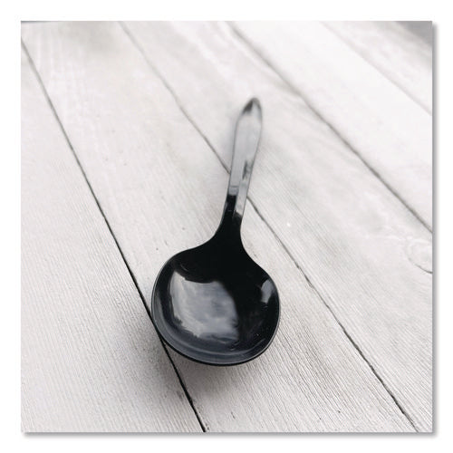 Image of Boardwalk® Heavyweight Polypropylene Cutlery, Soup Spoon, Plastic, Black, 1,000/Carton