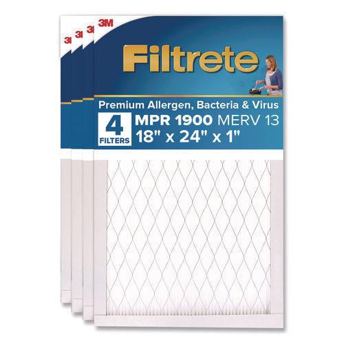 Image of Filtrete Premium Allergen, Bacteria and Virus Filter, 18 x 24, 4/Carton