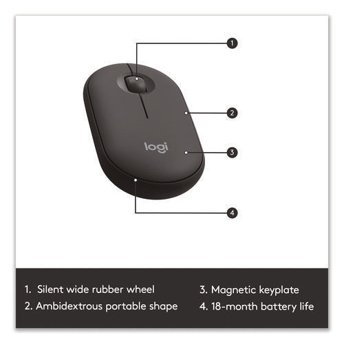 Image of Logitech® MK470 Slim Wireless Keyboard and Mouse Combo, 2.4 GHz/33 ft Wireless Range, Graphite