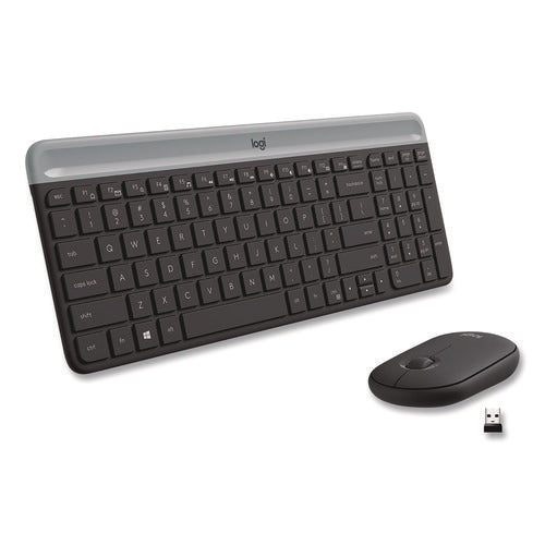 Image of Logitech® MK470 Slim Wireless Keyboard and Mouse Combo, 2.4 GHz/33 ft Wireless Range, Graphite