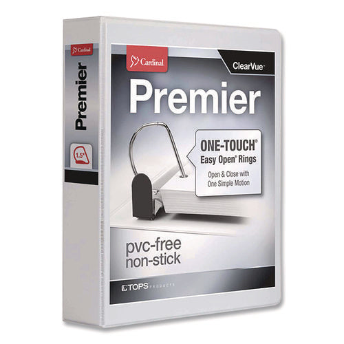 Image of Cardinal® Premier Easy Open Clearvue Locking Slant-D Ring Binder, 3 Rings, 1.5" Capacity, 11 X 8.5, White