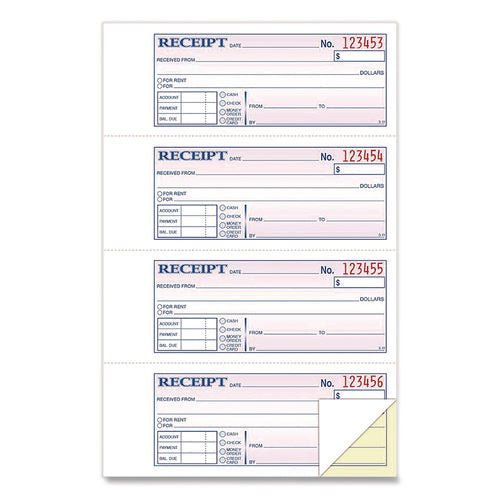 Image of Adams® Money/Rent Receipt Book, Two-Part Carbonless, 7.13 x 2.75, 200 Forms Total