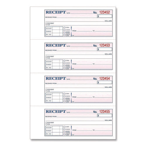 Image of Adams® Money/Rent Receipt Book, Two-Part Carbonless, 7.13 x 2.75, 200 Forms Total