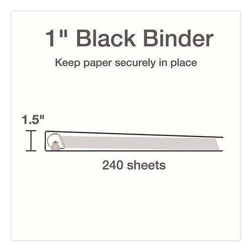 Image of Cardinal® XtraLife ClearVue Non-Stick Slant-D Ring Binder, 3 Rings, 1" Capacity, 11 x 8.5, Black