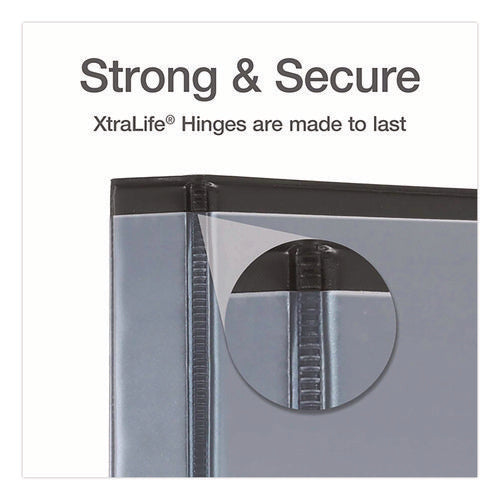 Image of Cardinal® XtraLife ClearVue Non-Stick Slant-D Ring Binder, 3 Rings, 1" Capacity, 11 x 8.5, Black