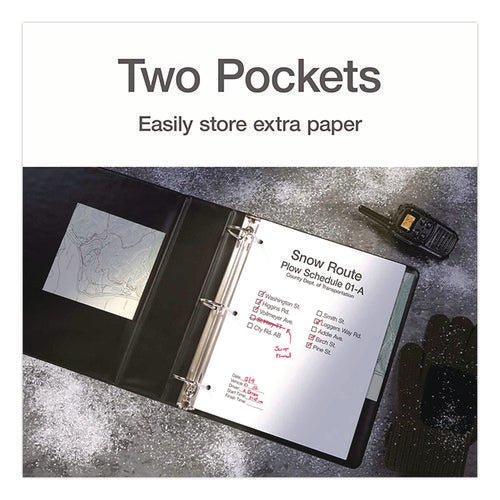 Image of Cardinal® XtraLife ClearVue Non-Stick Slant-D Ring Binder, 3 Rings, 1" Capacity, 11 x 8.5, Black