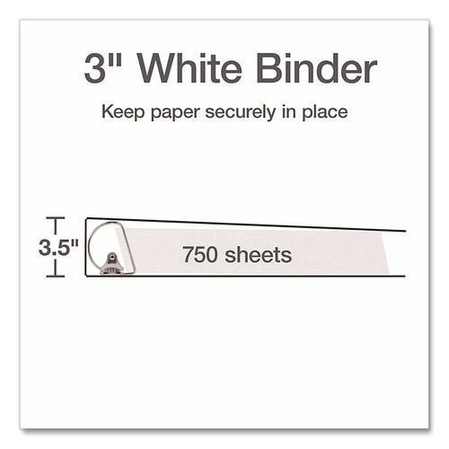 Image of Cardinal® XtraLife ClearVue Non-Stick Slant-D Ring Binder, 3 Rings, 3" Capacity, 11 x 8.5, White