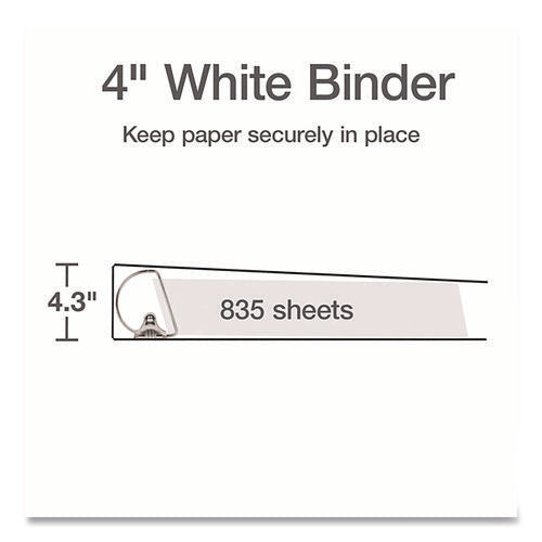 Image of Cardinal® XtraLife ClearVue Non-Stick Slant-D Ring Binder, 3 Rings, 4" Capacity, 11 x 8.5, White