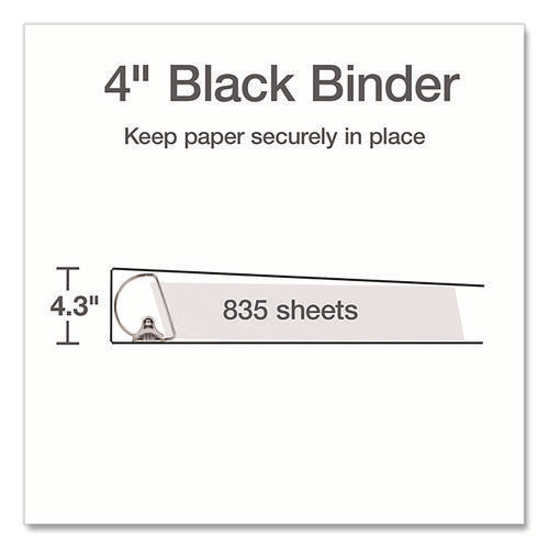 Image of Cardinal® XtraLife ClearVue Non-Stick Slant-D Ring Binder, 3 Rings, 4" Capacity, 11 x 8.5, Black