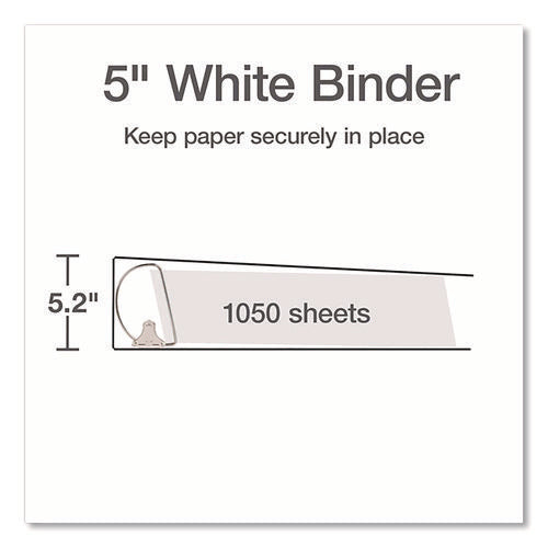 Image of Cardinal® XtraLife ClearVue Non-Stick Slant-D Ring Binder, 3 Rings, 5" Capacity, 11 x 8.5, White