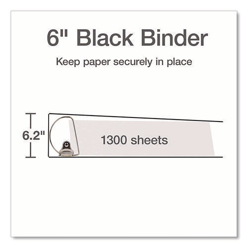 Image of Cardinal® XtraLife ClearVue Non-Stick Slant-D Ring Binder, 3 Rings, 6" Capacity, 11 x 8.5, Black