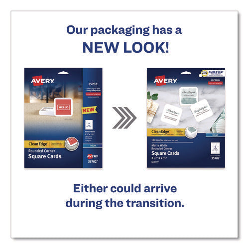 Image of Avery® Clean Edge Square Cards, Inkjet, 2.5 x 2.5, 180 Cards, 9 Cards/Sheet, 20 Sheets/Pack