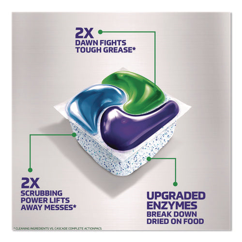 Image of Cascade® Platinum Plus ActionPacs Dishwasher Detergent Pods, Fresh Scent, 28.4 oz Tub, 52/Pack