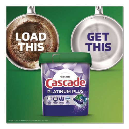 Image of Cascade® Platinum Plus ActionPacs Dishwasher Detergent Pods, Fresh Scent, 28.4 oz Tub, 52/Pack
