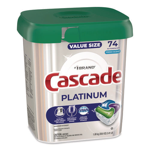 Image of Cascade® ActionPacs, Fresh Scent, 38.6 oz Tub, 74/Pack