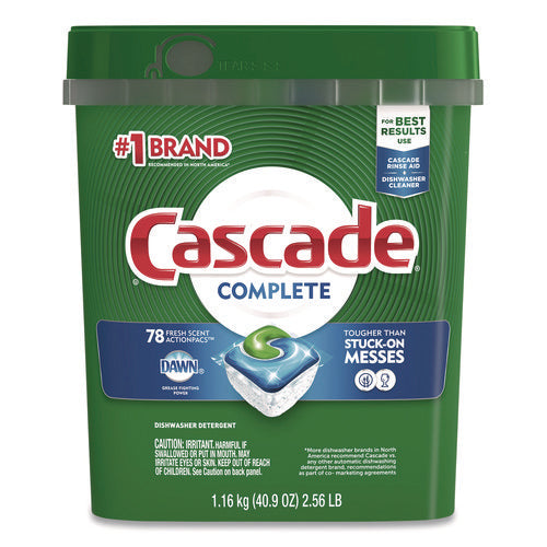 Image of Cascade® Action Pacs, Fresh Scent, 40.9 oz Tub, 78/Pack