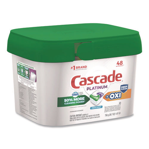 Image of Cascade® Action Pacs+Oxi, Fresh Scent, 26.7 oz Tub, 48/Pack