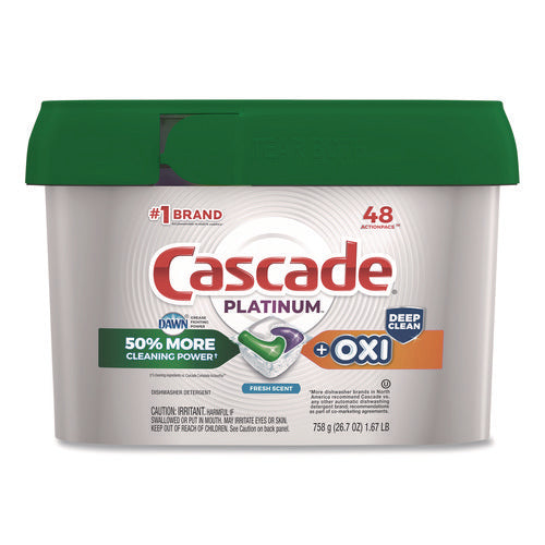 Image of Cascade® Action Pacs+Oxi, Fresh Scent, 26.7 oz Tub, 48/Pack