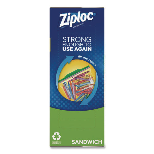 Image of Ziploc® Resealable Sandwich Bags, 6.5" x 5.88", Clear, 90/Pack