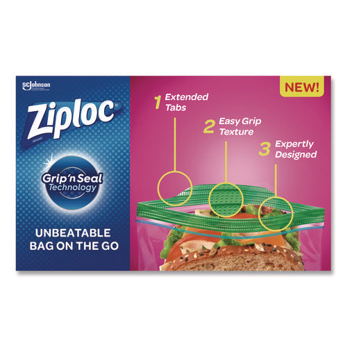 Image of Ziploc® Resealable Sandwich Bags, 6.5" x 5.88", Clear, 90/Pack