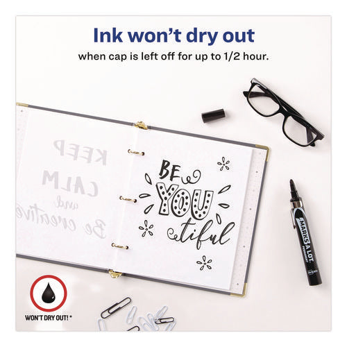 Image of Avery® MARKS A LOT Large Desk-Style Permanent Marker with Metal Pocket Clip, Broad Bullet Tip, Black