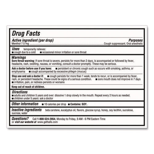 Image of HALLS Relief Menthol cough Suppressant - Oral Anesthetic, Honey Lemon, 30/Pack
