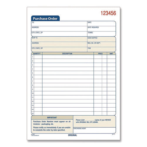 Image of Adams® Multipart Purchase Order Pad, Two-Part Carbonless, 5.56 x 7.94, 50 Forms Total