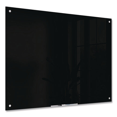 Image of U Brands Black Glass Dry Erase Board, 48" x 36" (Actual Size: 47" x 35"), Black Surface