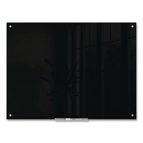 Image of U Brands Black Glass Dry Erase Board, 48" x 36" (Actual Size: 47" x 35"), Black Surface