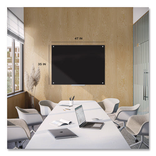 Image of U Brands Black Glass Dry Erase Board, 48" x 36" (Actual Size: 47" x 35"), Black Surface
