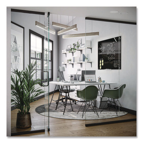 Image of U Brands Black Glass Dry Erase Board, 48" x 36" (Actual Size: 47" x 35"), Black Surface