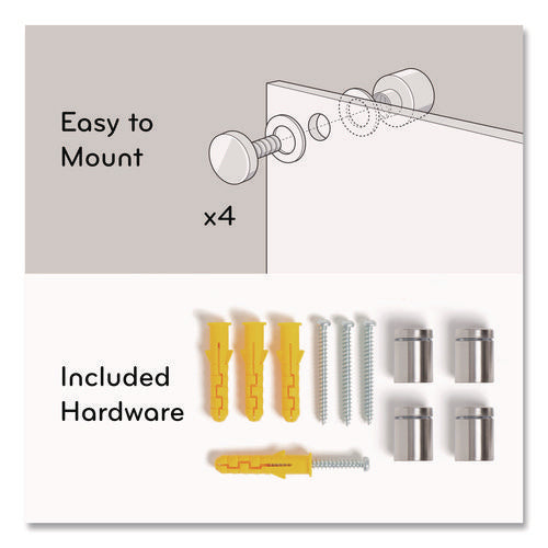 Image of U Brands Black Glass Dry Erase Board, 48" x 36" (Actual Size: 47" x 35"), Black Surface