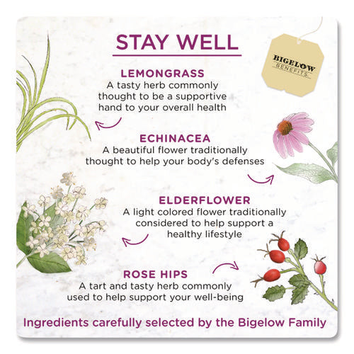 Image of Bigelow® Benefits Lemon And Echinacea Herbal Tea Bags, 0.6 Oz Tea Bag, 18/box