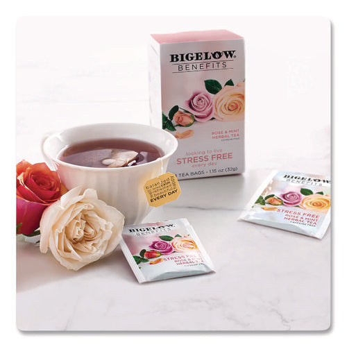 Image of Bigelow® Benefits Rose and Mint Herbal Tea Bags, 0.6 oz Tea Bag, 18/Box
