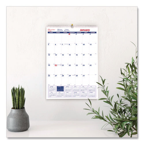 Image of Brownline® Twin-Wirebound Wall Calendar, One Month per Page, 12 x 17, White Sheets, 12-Month (Jan to Dec): 2025