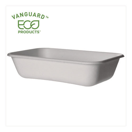 Image of Eco-Products® WorldView Vanguard Rectangular Container, 32 oz, 4.71 x 7.01 x 1.04, White, Sugarcane Fiber, 400/Carton
