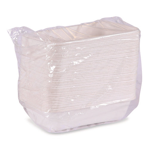Image of Eco-Products® WorldView Vanguard Rectangular Container, 32 oz, 4.71 x 7.01 x 1.04, White, Sugarcane Fiber, 400/Carton